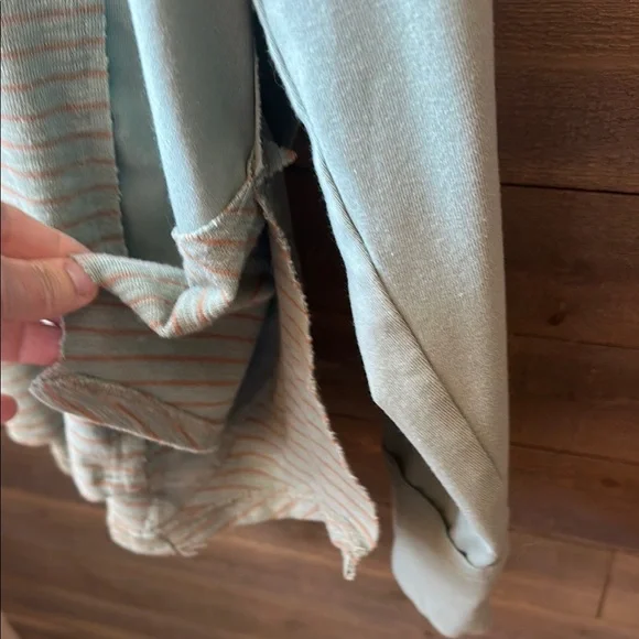 Easel Oversized Sage Green and Brown Striped Henley Shirt Small - Picture 4 of 8